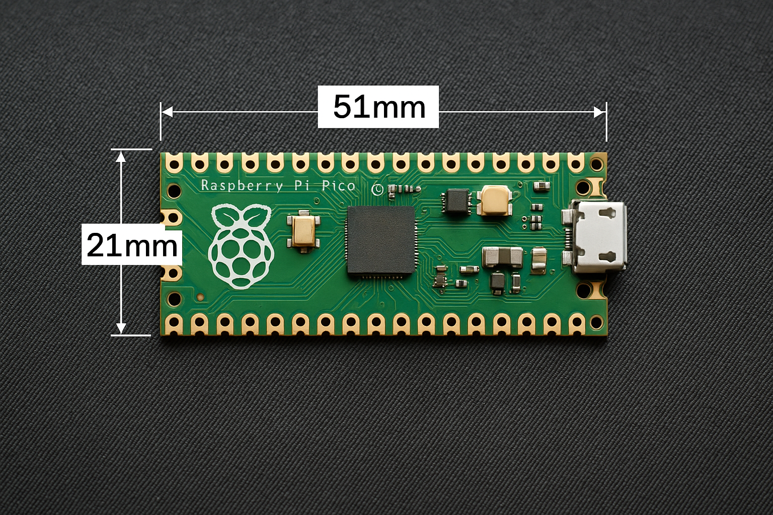 Raspberry Pi with dimensions